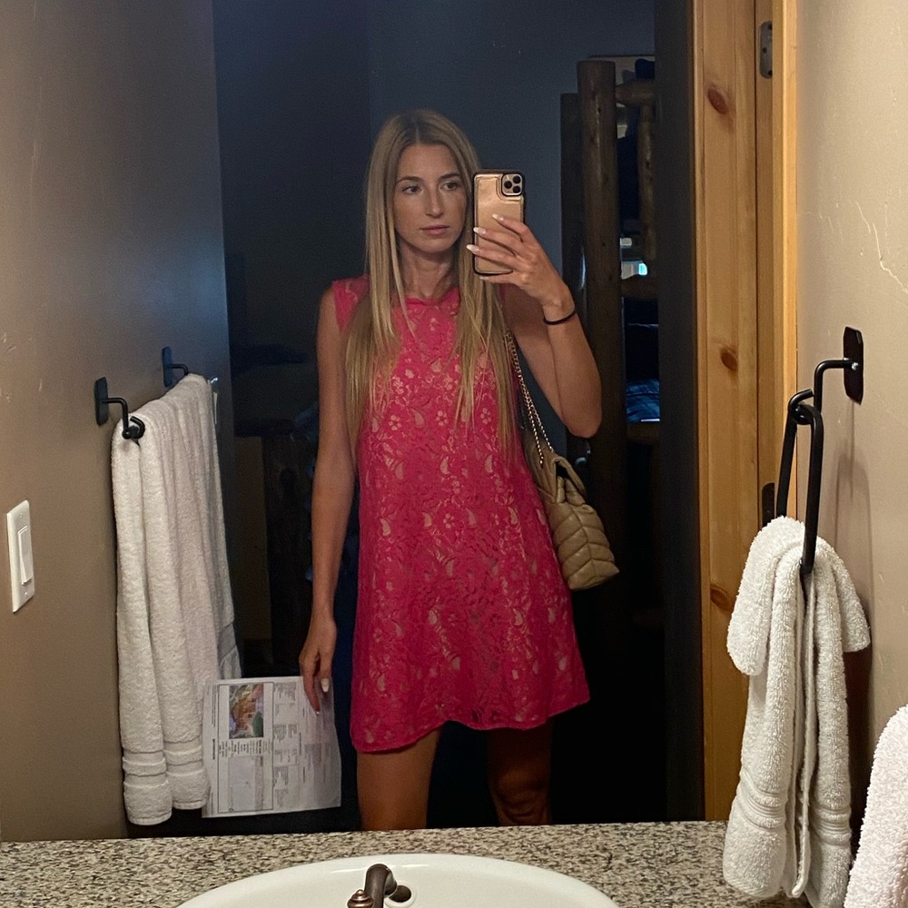 JOIE ISETTE PINK SLEEVELESS LACE DRESS - Picture 2 of 10
